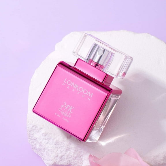 Lonkoom 24K Pure Pink Long Lasting Perfume for Women 0.3fl oz/10ml for Travel, Floral Fruity Scent