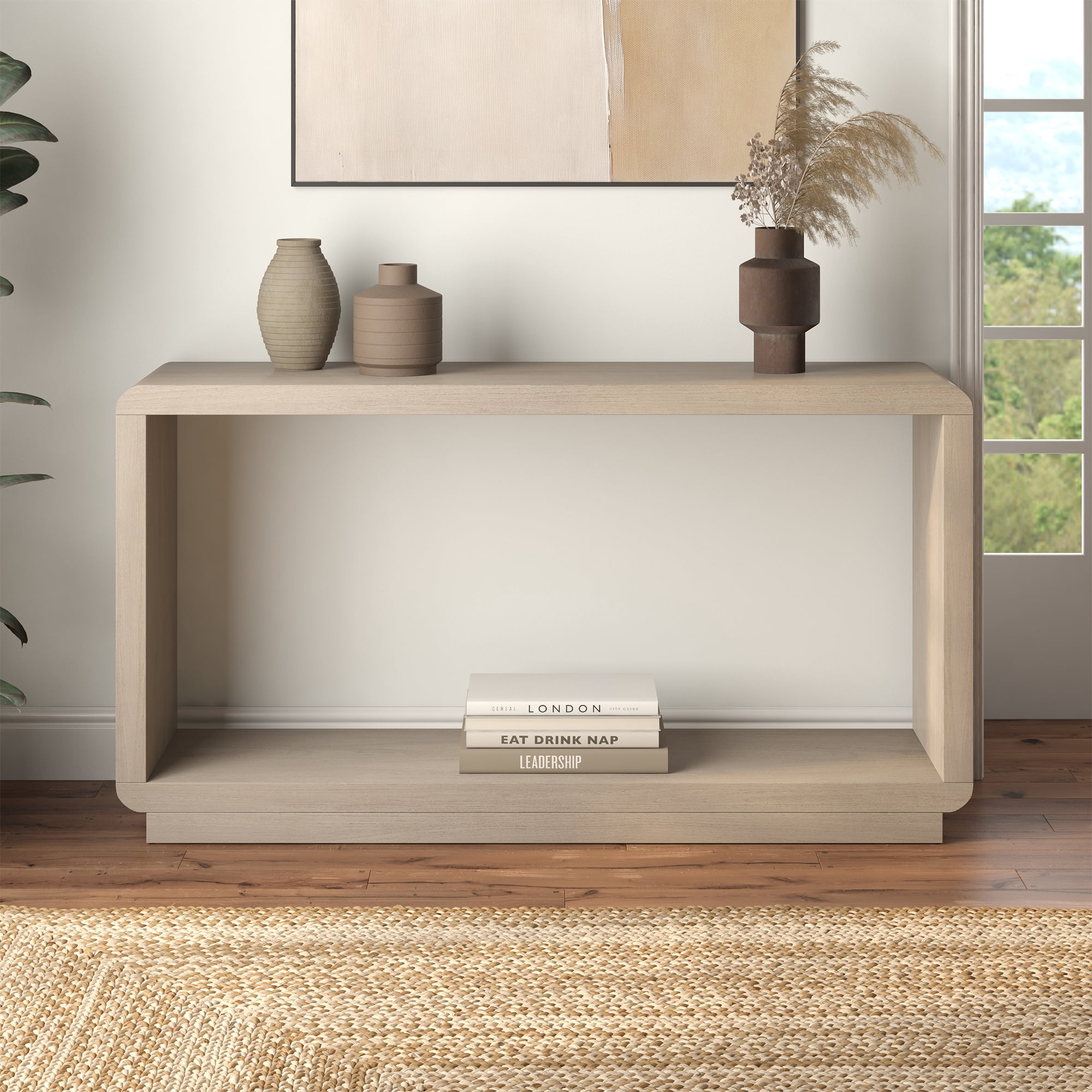 Evelyn&Zoe Modern/Contemporary 55" Wide Alder White Console Table