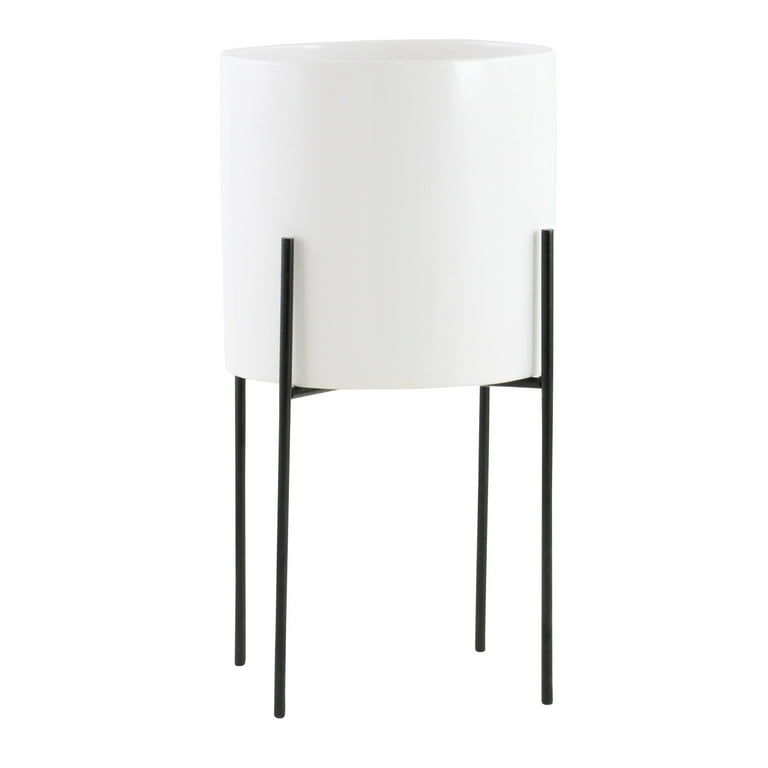 Lonnie Mid Century Ceramic Planter - White 16 Lonnie Mid Century Ceramic Planter - White 16