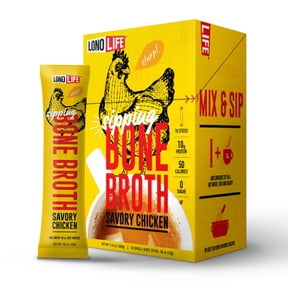 LonoLife Chicken Bone Broth Powder Mix | 10g Protein | Collagen-Rich, Keto & Paleo Friendly | Natural Ingredients | 10 Portable Stick Pack Servings