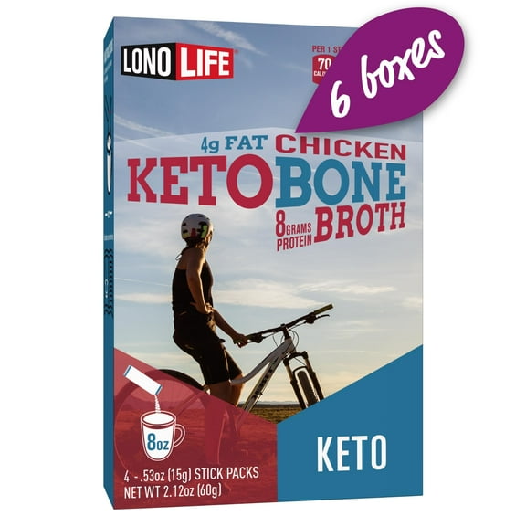LonoLife Keto Chicken Bone Broth Powder Mix | 10g Protein | Collagen-Rich, Keto & Paleo Friendly | Natural Ingredients | 24 Portable Stick Pack Servings
