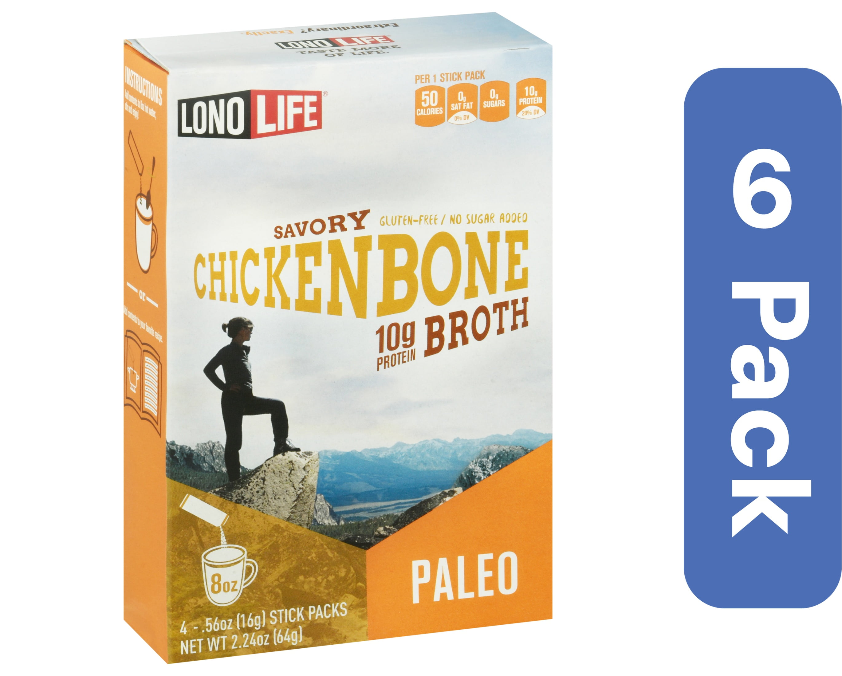 Lonolife Broth Bone Chicken Stick 4-Pack 2.24 oz (Pack Of 6)