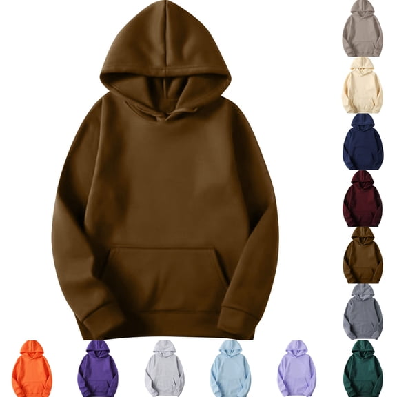 Lonomox Hoodies for Women Solid Color Long Sleeve Hooded Sweatshirts Fall Winter Casual Trendy Pullover Tops with Pocket