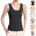 thumbnail image 1 of Lonomox Women's Crew Neck Seamless Tank Tops Basic Sleeveless Layering Undershirt Solid Color Inner Shirts for Daily Wear, 1 of 6