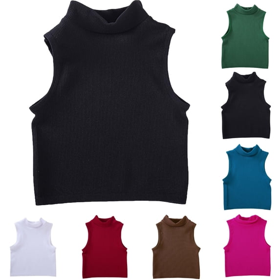 Lonomox Women's Mock Neck Ribbed Knit Cropped Tank Tops Sleeveless Layering Basic Tops Solid Color Casual Comfortable Yoga Sports Shirts