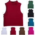 thumbnail image 1 of Lonomox Women's Mock Neck Ribbed Knit Cropped Tank Tops Sleeveless Layering Basic Tops Solid Color Casual Comfortable Yoga Sports Shirts, 1 of 6