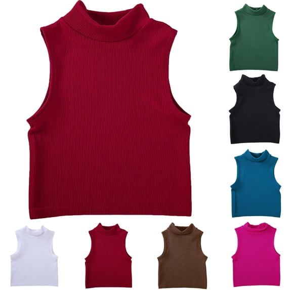 Lonomox Women's Mock Neck Ribbed Knit Cropped Tank Tops Sleeveless Layering Basic Tops Solid Color Casual Comfortable Yoga Sports Shirts