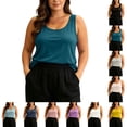 thumbnail image 1 of Lonomox Women's Plus Size Crew Neck Sleeveless Tank Tops Casual Loose Fit Layering Basic Pullover Tops Solid Color Fashion Comfy Shirts, 1 of 6