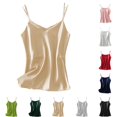 thumbnail image 1 of Lonomox Women's Satin Spaghetti Strap Tank Tops V Neck Double Thin Straps Camisole Casual Pullover Shirts for Daily Layering, 1 of 5