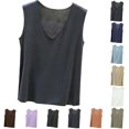 thumbnail image 1 of Lonomox Women's V Neck Sleeveless Tank Tops Modal Solid Color Wavy Hem Shirts Layering Basic Pullover Tops, 1 of 5