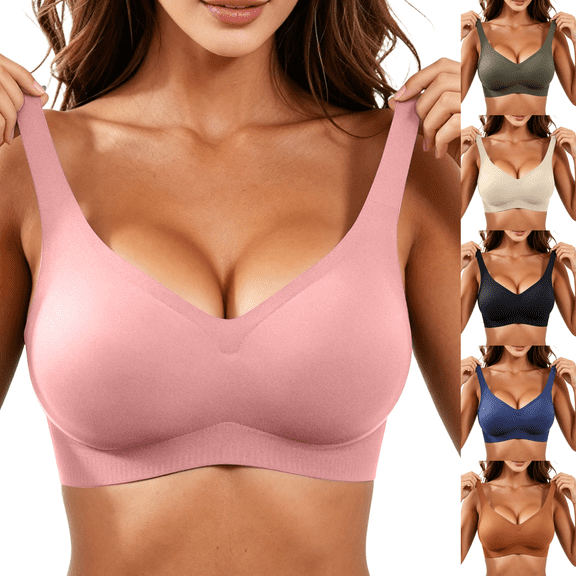 Lonomox Womens Ice Silk Seamless Sports Bras Wireless Push-Up Support Yoga Running Workout Bras