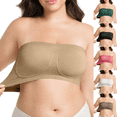 thumbnail image 1 of Lonomox Womens Plus Size Strapless Bras Wireless Push Up Bandeau Bras Solid Color Tube Tops, 1 of 6