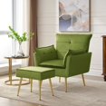 thumbnail image 1 of Lontai Modern Soft Tufted Velvet Armchair with Ottoman for Living Room，Light Green, 1 of 7