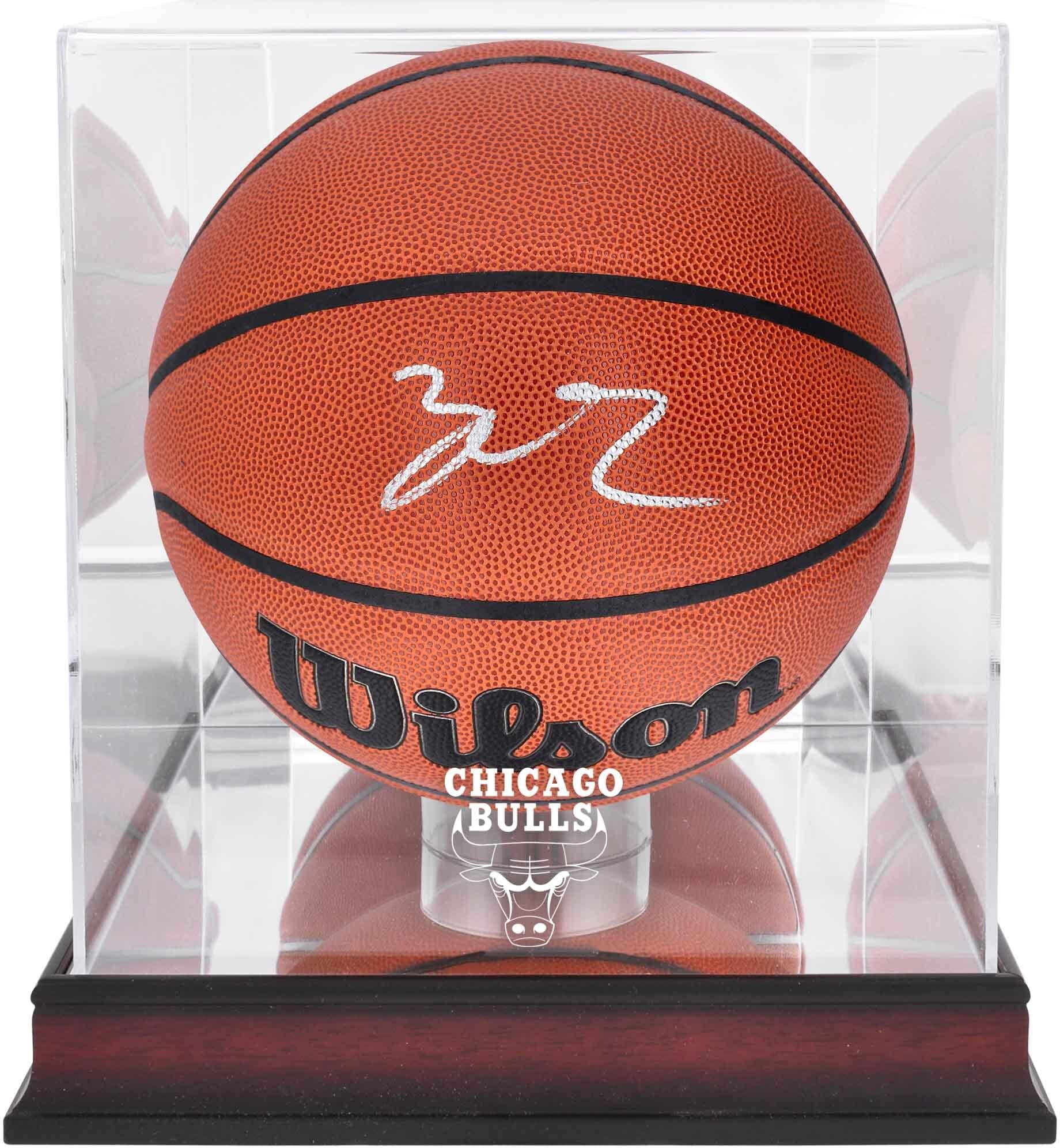 Lonzo Ball Chicago Bulls Autographed Wilson Replica Basketball with Mahogany Team Logo Display Case - Fanatics Authentic Certified