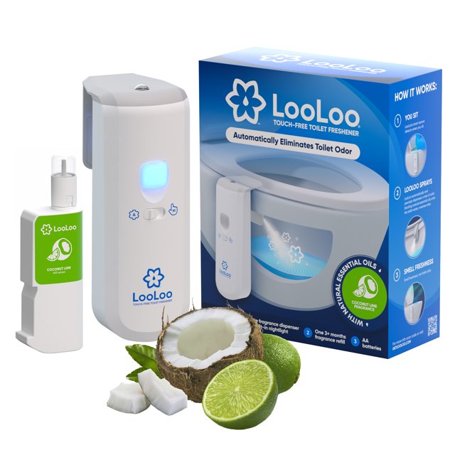 LooLoo Automatic Touchless Toilet Spray Starter Kit (Dispenser and 1