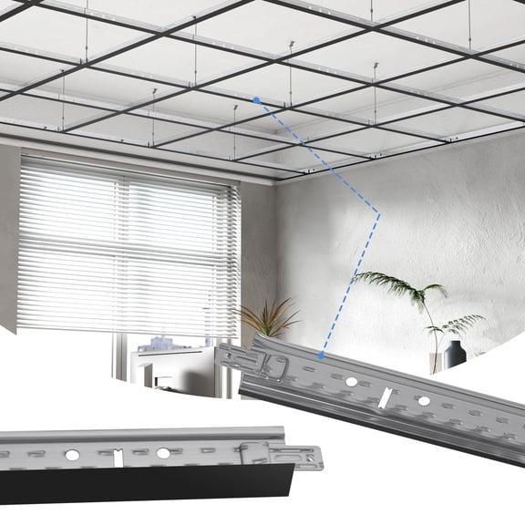 LooYee 10 PCS 24 Inch Cross Tee Drop Ceiling Grid Black, 2 Ft Galvanized Steel Rust & Fire Resistance, Ceiling Grid Cover for Basement Living Room Garage Kitchen Bathroom, Cover 33 Sq.Ft