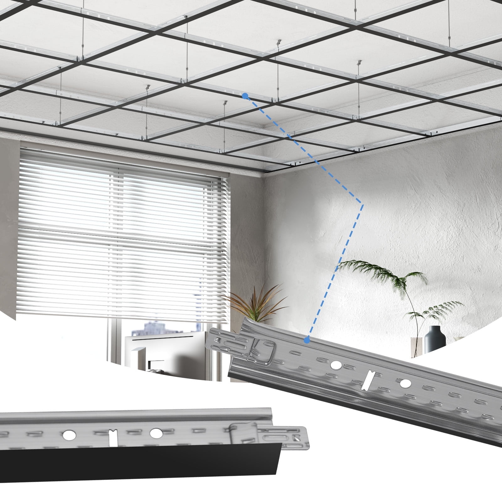 LooYee 10 PCS 24 Inch Cross Tee Drop Ceiling Grid Black, 2 Ft ...