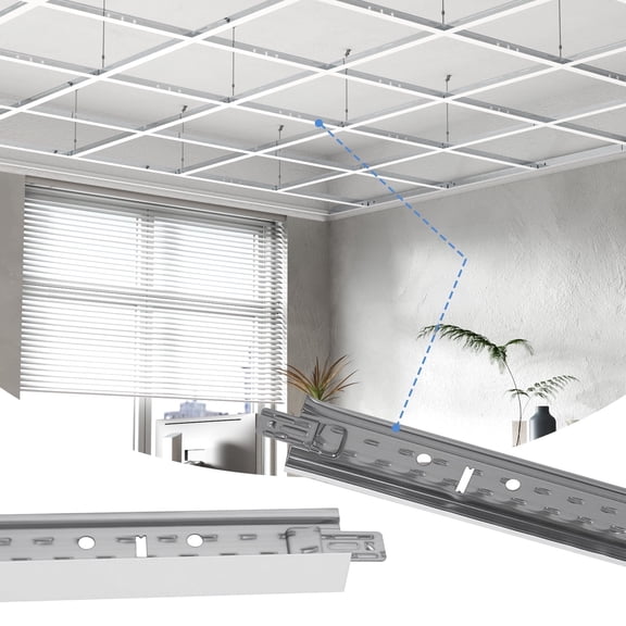 LooYee 10 PCS 24 Inch Cross Tee Drop Ceiling Grid White, 2 Ft Galvanized Steel Rust & Fire Resistance, Ceiling Grid Cover for Basement Living Room Garage Kitchen Bathroom, Cover 33 Sq.Ft