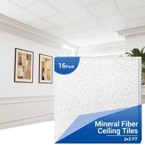 LooYee 16 PCS 2x2 Ft Mineral Fiber Acoustic Ceiling Tiles 24x24 Inch Moisture-Proof and Flame-Retardant Suspended Ceiling Panels Ideal for Basement Home Theater Commercial Space Cover 64 Sq.Ft