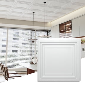 LooYee 24-Piece 2ft x 2ft White PVC Drop Ceiling Tiles, 96 Sq. Ft Coverage