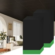 LooYee 2ft x 4ft Smooth Drop Ceiling Tile,24"x 48" PVC Glue Up Ceiling Panel - Cover 160 Sq. ft, Black (Set of 20)