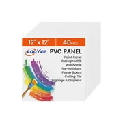 LooYee 40-Pack 12" x 12" PVC Plastic Sheets for Crafts, Signage, Displays, Ceiling Tiles, and DIY Home Decoration (White)