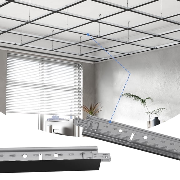 LooYee 75 PCS 24 Inch Cross Tee Drop Ceiling Grid Black, 2 Ft Galvanized Steel Rust & Fire Resistance, Ceiling Grid Cover for Basement Living Room Garage Kitchen Bathroom, Cover 250 Sq.Ft