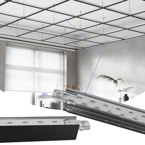 LooYee 75 PCS 48 Inch Cross Tee Drop Ceiling Grid Black, 4 Ft Galvanized Steel Rust & Fire Resistance, Ceiling Grid Cover for Basement Living Room Garage Kitchen Bathroom, Cover 500 Sq.Ft