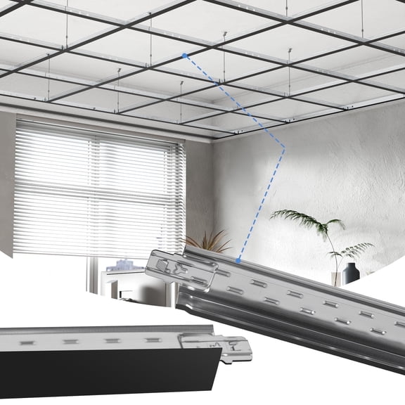 LooYee 75 PCS 48 Inch Cross Tee Drop Ceiling Grid Black, 4 Ft Galvanized Steel Rust & Fire Resistance, Ceiling Grid Cover for Basement Living Room Garage Kitchen Bathroom, Cover 500 Sq.Ft