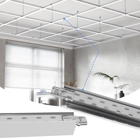 LooYee 75 PCS 48 Inch Cross Tee Drop Ceiling Grid White, 4 Ft Galvanized Steel Rust & Fire Resistance, Ceiling Grid Cover for Basement Living Room Garage Kitchen Bathroom, Cover 500 Sq.Ft