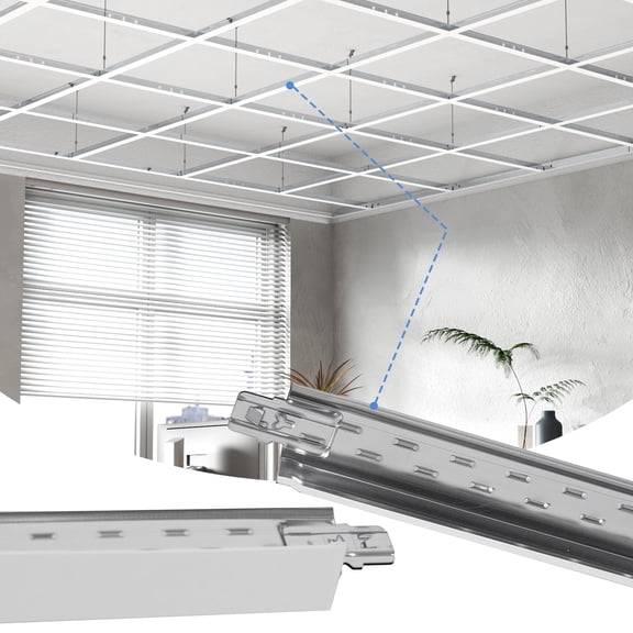 LooYee 75 PCS 48 Inch Cross Tee Drop Ceiling Grid White, 4 Ft Galvanized Steel Rust & Fire Resistance, Ceiling Grid Cover for Basement Living Room Garage Kitchen Bathroom, Cover 500 Sq.Ft