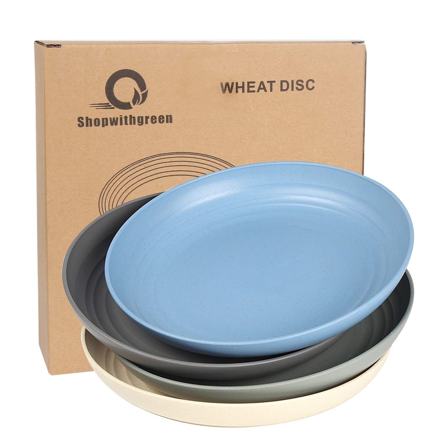 Loobuu 10 inch Wheat Straw Deep Dinner Plates, Plastic Plates Sets for Kitchen- Microwave and Dishwasher Safe