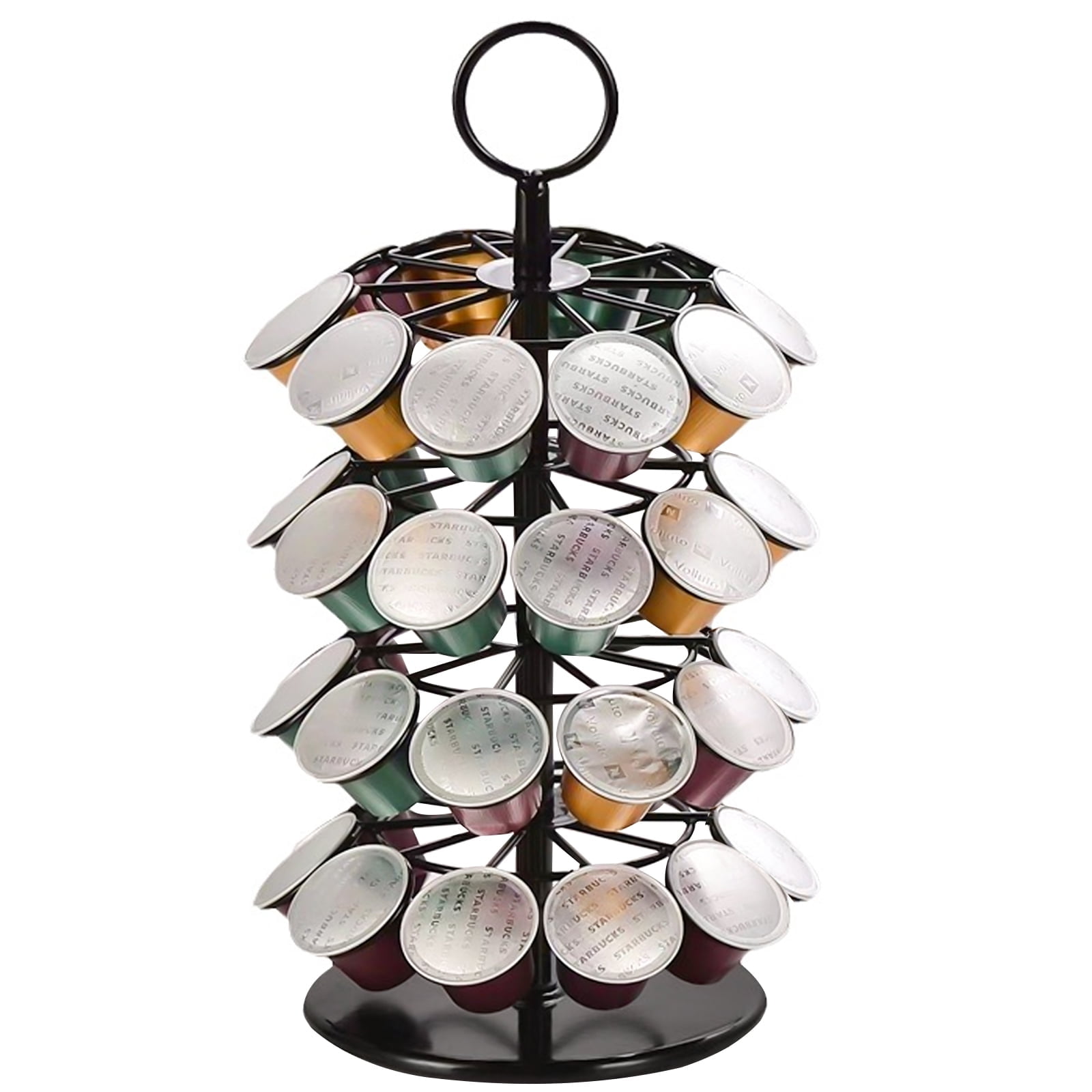 Loobuu Rotary Coffee Pod Capsules Carousel Holder Organizer Compatible with 40 Nespresso Capsules (Black)