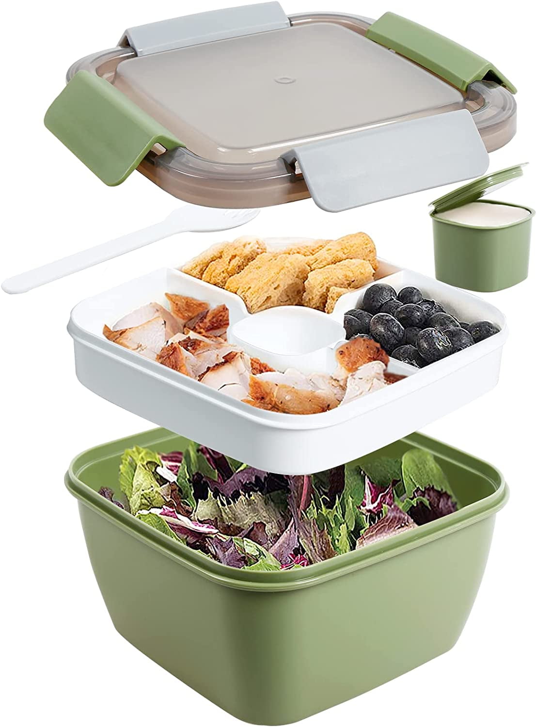 Loobuu 52 oz to Go Salad Container Lunch Container, BPA-Free, 3