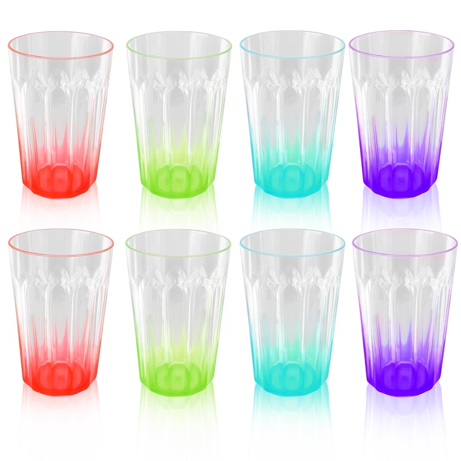 Loobuu Acrylic Plastic Drinking Glasses, Set of 8, 15 oz Durable BPA ...