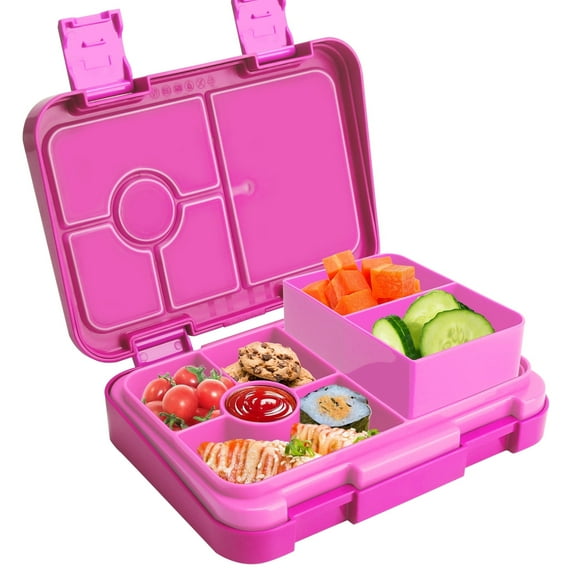 Loobuu Bento Box- Leakproof Bento Lunch Box with 6 Compartments Portions Lunchbox, BPA-Free Reusable On-the-Go Meal and Snack Packing Containers