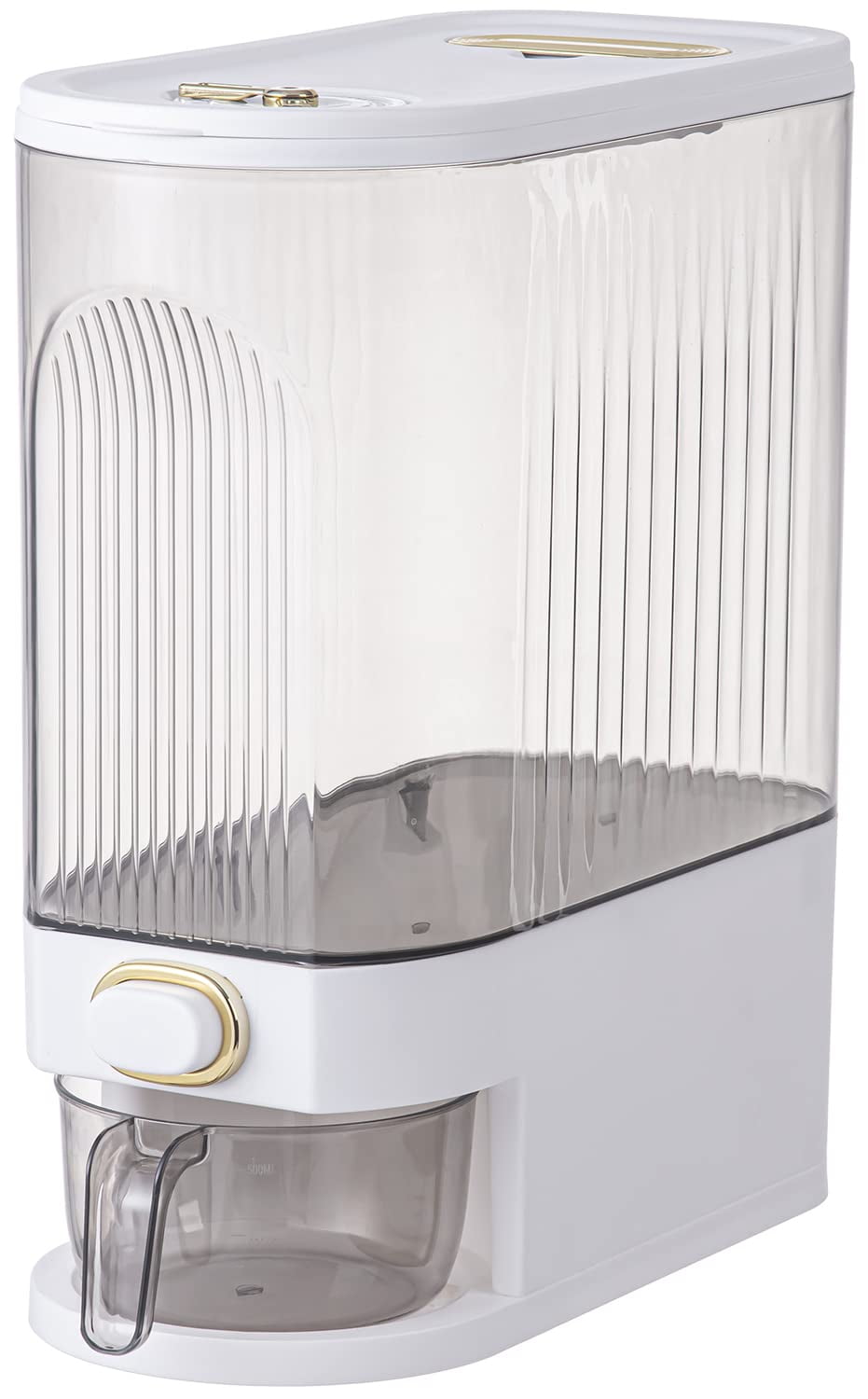 Loobuu Clear Rice Dispenser, Large Cereal Dispenser with Lid Time Scale, Measuring Cylinder Moisture Proof Airtight Food Dispenser Bucket for Rice, Corn,Coffee Bean,Grain,Soybean & Oatmeal