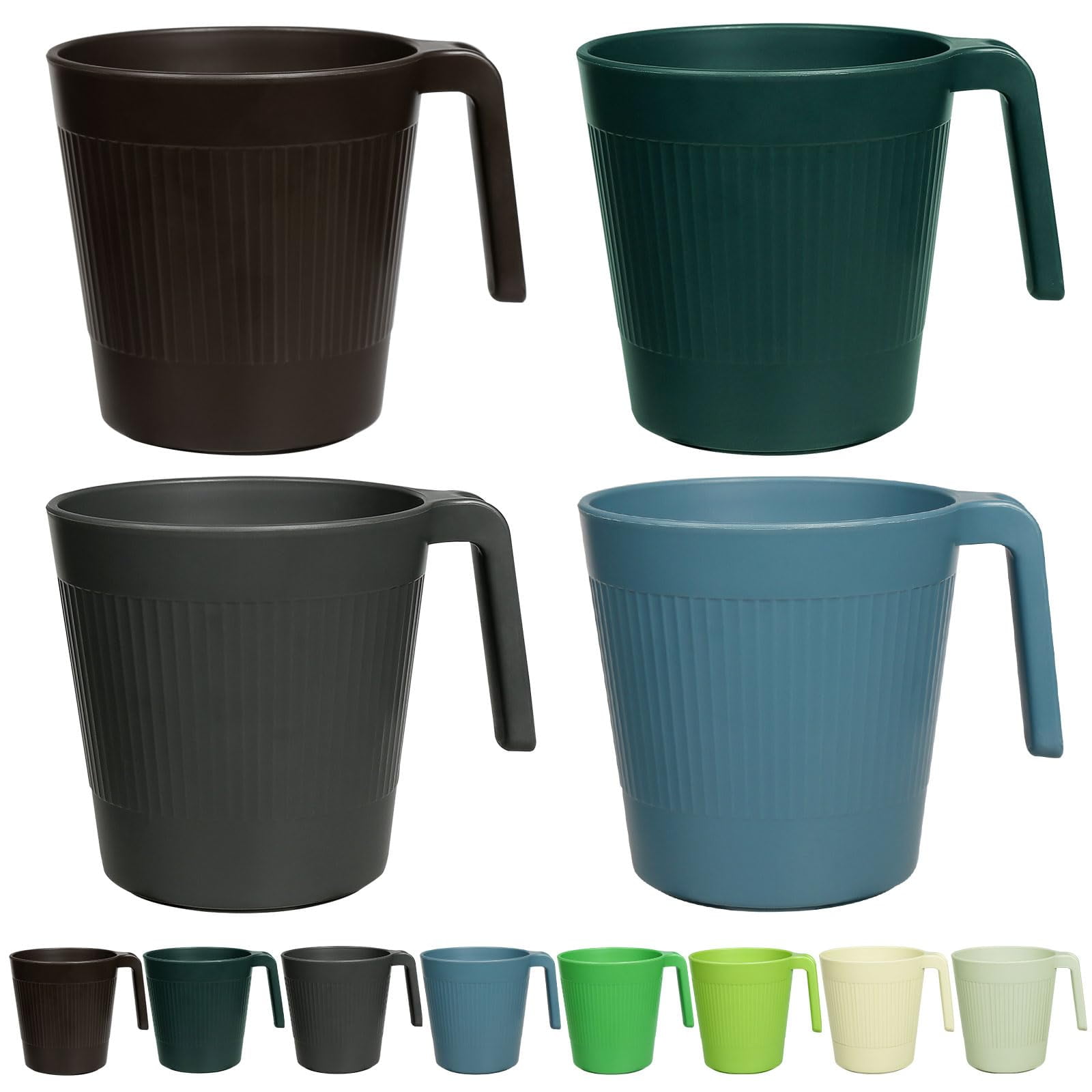 Loobuu Set of 8 Plastic Coffee Mugs, 16.9 OZ, Unbreakable, Reusable