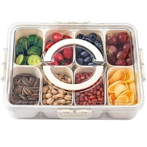 Loobuu Divided Serving Tray with Lid and Handle, Portable Snackle Box Charcuterie Container for Party, Veggies, Snack, Fruit, Nuts, Candy, Cracker, Chip, Entertaining, Picnic