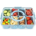 thumbnail image 1 of Loobuu Divided Serving Tray with Lid and Handle, Portable Snackle Box Platters for Serving Food Outdoor Party Snack Cracker Organizer (Blue), 1 of 8