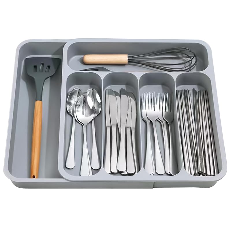 Loobuu Expandable Utensil Drawer Organizer, Silverware Tray for Kitchen