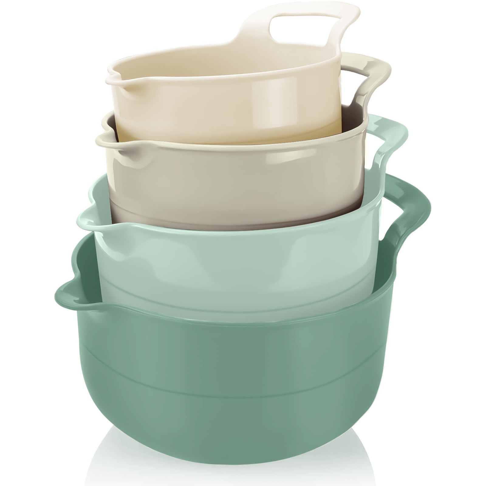 Loobuu Mixing Bowls - 4 Piece Nesting Plastic Mixing Bowl Set with Pour Spouts and Handles - Walmart.com