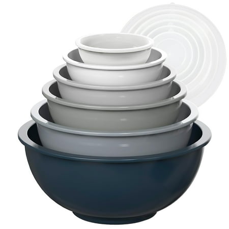 Loobuu Mixing Bowls with Lids Set of 6, Plastic Nesting Prep Bowls for Fruits and Vegetables, Cooking Bowls for Kitchen, Microwave Safe