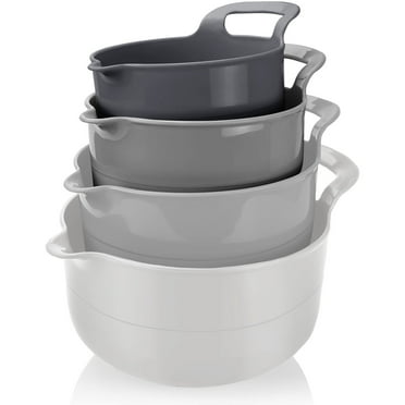 Loobuu Mixing Bowls with Pour Spouts and Handles - 4 Piece Nesting Plastic Mixing Bowl Set