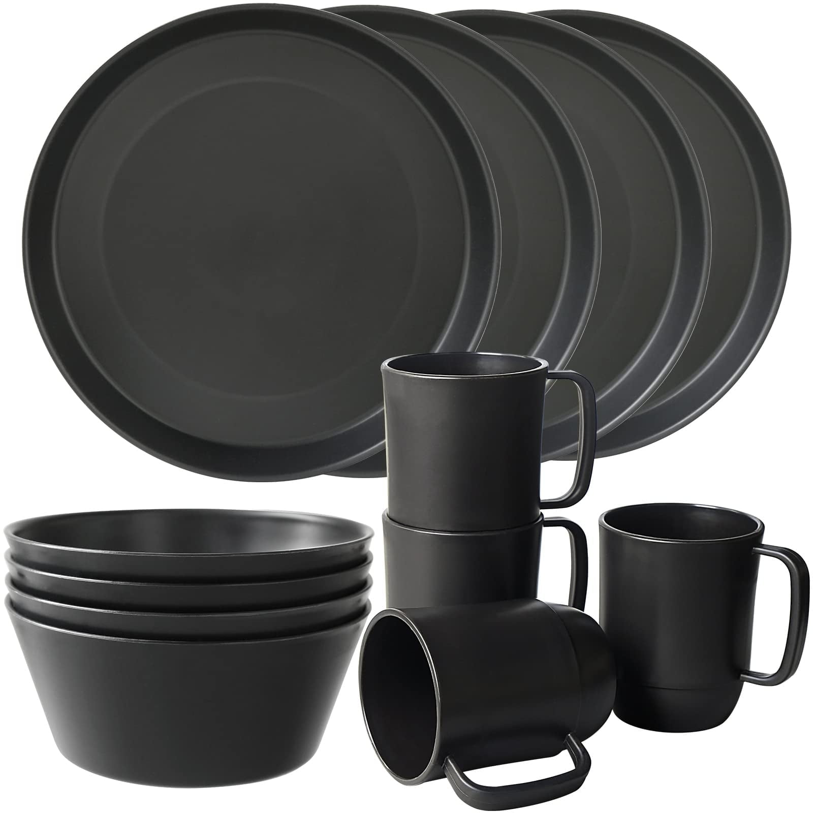 Loobuu Plastic Dinnerware Sets 12 pcs Microwave Unbreakable Light ...
