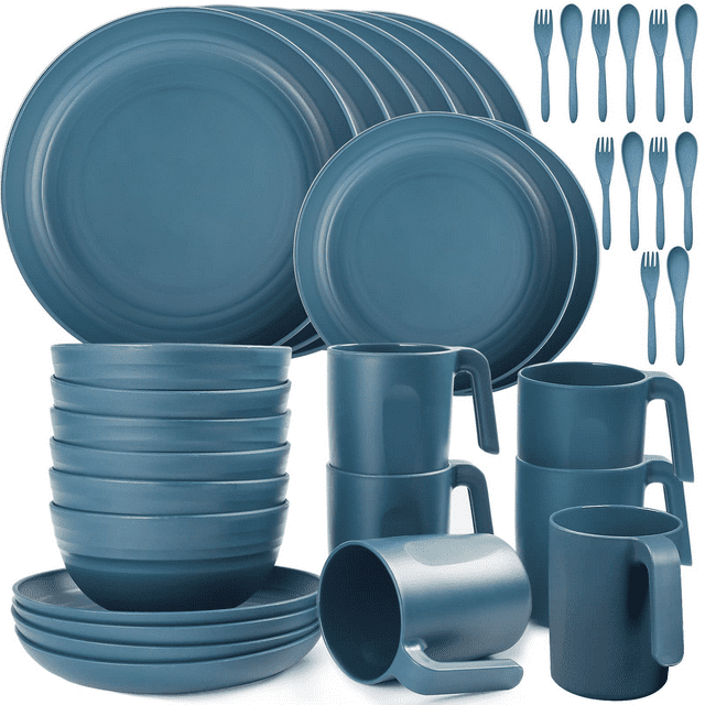Loobuu Plastic Dinnerware Sets (36PCS) Lightweight & Unbreakable