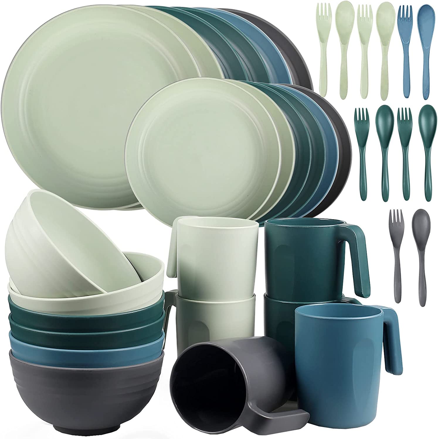 ReaNea Plastic Dinnerware Set of 16 Pieces, Unbreakable And Reusable