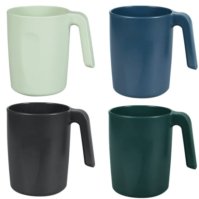 Loobuu 4Piece Plastic Mug Set, Unbreakable, Reusable, Lightweight
