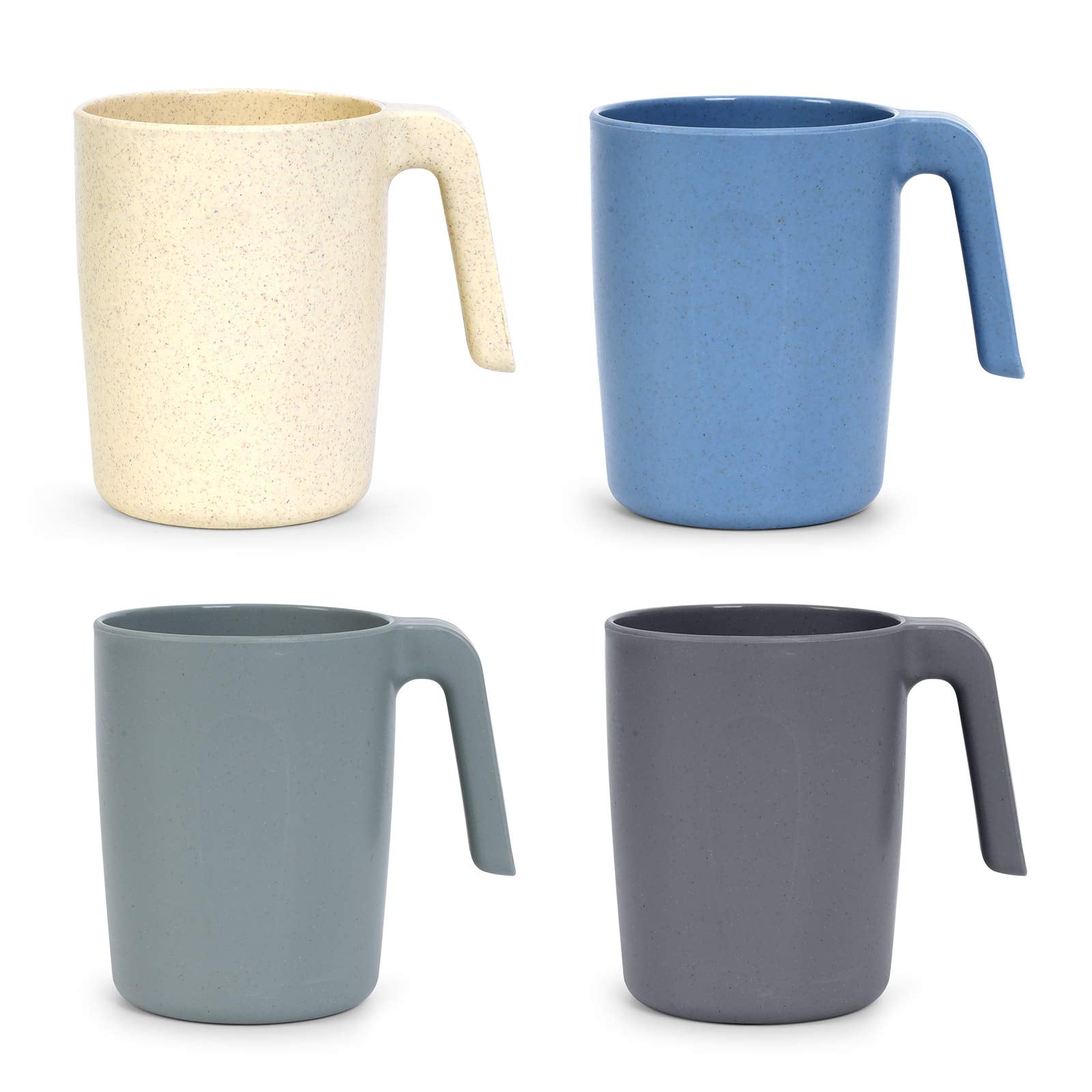 Coffee Mugs Set of 4, Plastic Coffee Cups Set, Unbreakable Coffee Mug  Plastic with Handle, Reusable Plastic Mug Dishwasher Safe,Navy Blue