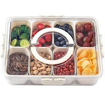 Loobuu Portable Divided Serving Tray with Lid and Handle for Party, Snackle Box Food Container, Veggie Tray (White)